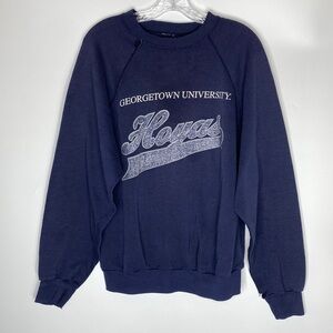 Vintage Georgetown University Hoyas Blue Raglan Sleeve Sweatshirt 80s Large